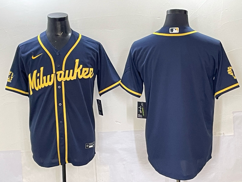 Men Milwaukee Brewers Blank Blue 2025 Nike MLB Jersey style 019